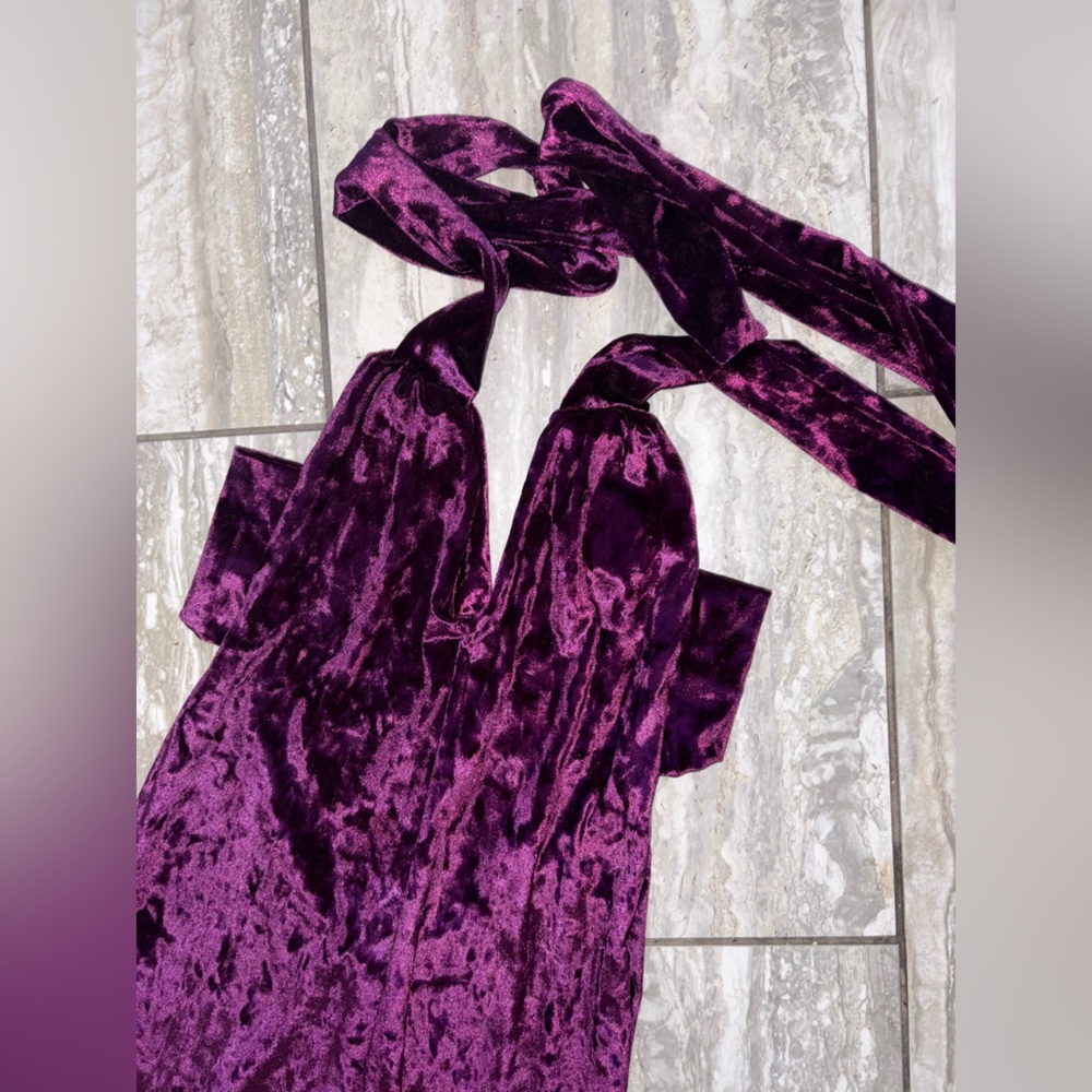 NEW Warrior Within Designs LARGE Women’s Purple Velvet Flare Jumpsuit Onesie - Picture 2 of 10